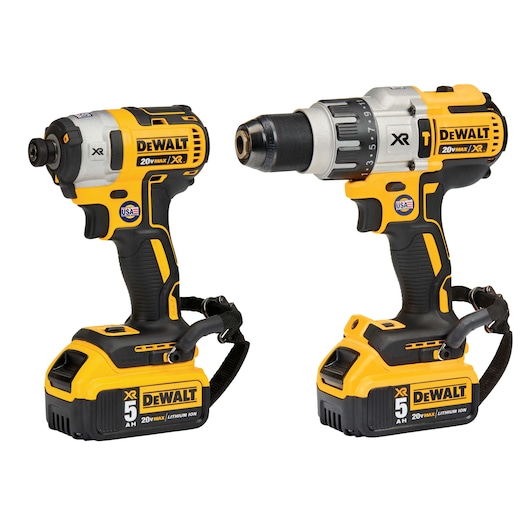 profile of a XR Hammer Drill Impact Driver Combo Kit and impact driver without the shank
