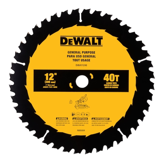 Profile of 12 inch 40 tooth saw blade.