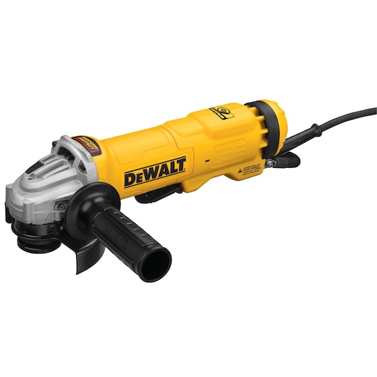 Profile of small angle paddle switch angle grinder with brake and nolock on.